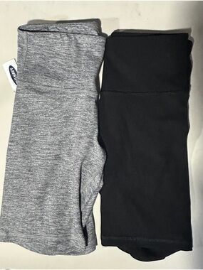 Old Navy High Waister Power Press Bike Shorts Size Small 2 Pack 8 inch Inseam
